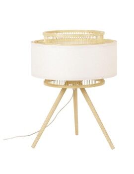 Lâmpada de mesa DKD Home Decor Castanho Poliéster Branco Bambu (36 x 36 x 48 cm)