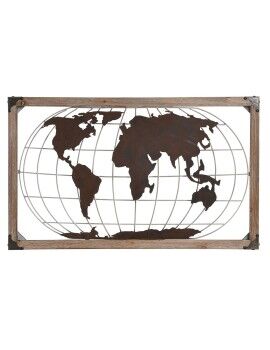 Figura Decorativa DKD Home Decor Natural Metal Cobre Pinheiro Mapa do Mundo (75 x 6 x 46 cm)