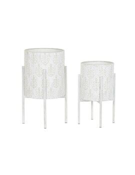 Conjunto de vasos DKD Home Decor Metal Branco Shabby Chic (31 x 31 x 58 cm)