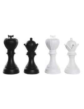 Figura Decorativa DKD Home Decor Blanco Negro Fichas de Ajedrez 12 x 12 x 25,5 cm (4 Unidades)