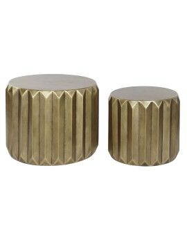 Conjunto de 2 mesas DKD Home Decor Dourado Metal 64 x 64 x 50 cm
