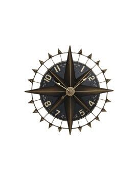 Relógio de Parede Home ESPRIT Preto Dourado Ferro Bússola Vintage 80 x 7,5 x 80 cm