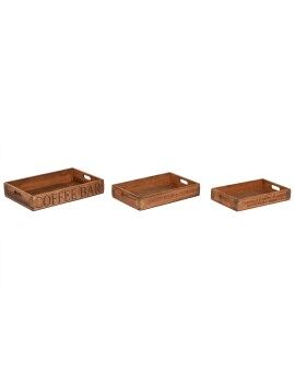 Juego de Bandejas Home ESPRIT Natural Madera de abeto 56 x 38 x 10 cm (3 Piezas)