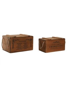 Caixas de arrumação Home ESPRIT Natural Madeira de abeto 38 x 24 x 22 cm 4 Peças