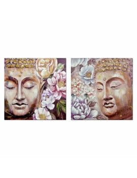 Pintura DKD Home Decor Buda 80 x 3 x 80 cm Oriental (2 Unidades)