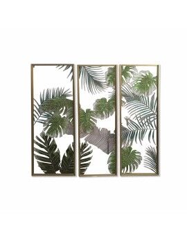 Lienzo DKD Home Decor 3 Piezas Tropical Hoja de planta (122 x 3 x 122 cm)