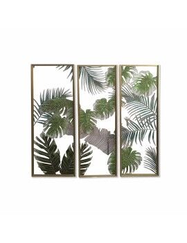 Tela DKD Home Decor 3 Peças Tropical Folha de planta (122 x 3 x 122 cm)