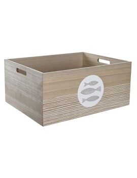 Caja Decorativa DKD Home Decor Natural Madera MDF Espirales Mediterráneo 50 x 40 x 22,5 cm