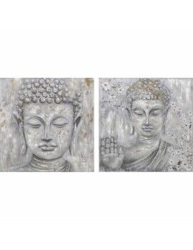 Cuadro DKD Home Decor 100 x 2,4 x 100 cm Buda Oriental (2 Unidades)