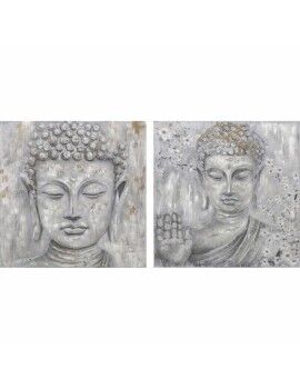 Pintura DKD Home Decor 100 x 2,4 x 100 cm Buda Oriental (2 Unidades)