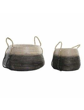 Juego de Cestas DKD Home Decor Natural Gris Hierba marina (52 x 52 x 44 cm) (2 pcs)