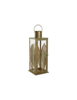 Farol DKD Home Decor Dorado Metal 16,5 x 16,5 x 50 cm Hoja de planta