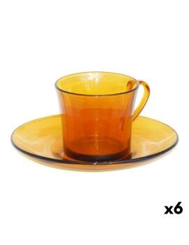 Chávena com Prato Duralex 9006DS12A0111 Âmbar 180 ml (6 Peças) (6 Unidades)