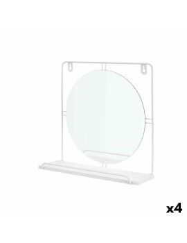 Espelho com Suporte Branco Metal Madeira MDF 33,7 x 30 x 10 cm (4 Unidades)