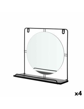 Espelho com Suporte Preto Metal Madeira MDF 33,7 x 30 x 10 cm (4 Unidades)