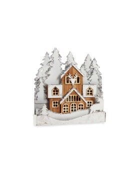 Figura Decorativa Povoação Natal Branco Castanho Madeira 44 x 43 x 6 cm