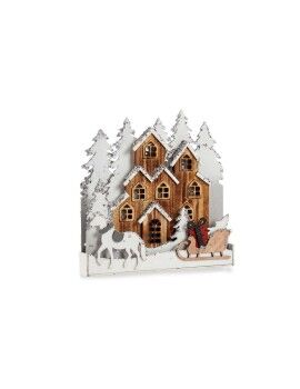 Figura Decorativa Povoação Natal Branco Castanho Madeira 44 x 44,5 x 6 cm