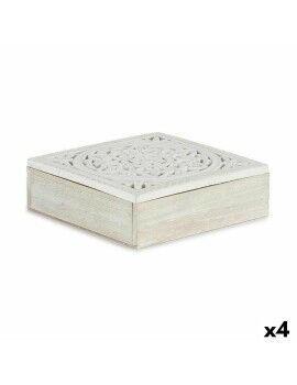 Caja Decorativa Blanco Madera 22 x 7,5 x 22 cm (4 Unidades)