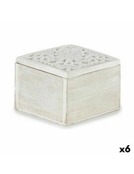 Caixa Decorativa Branco Madeira 11,5 x 8 x 11,5 cm (6 Unidades)
