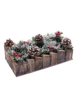 Portavelas Navideño Blanco Rojo Verde Natural Madera Cristal Plástico 30 x 15 cm