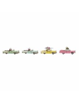 Figura Decorativa DKD Home Decor Amarillo Azul Verde Rosa Coche Vintage 25,8 x 10,5 x 9,5 cm (4...