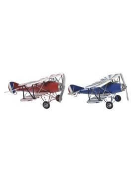 Figura Decorativa DKD Home Decor Rojo Azul marino Avión Vintage 45 x 38 x 16 cm (2 Unidades) (1...