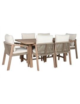 Conjunto de mesa com 6 cadeiras Home ESPRIT Castanho Bege Acácia 170 x 90 x 75 cm