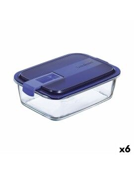 Fiambrera Hermética Luminarc Easy Box Azul Vidrio (6 Unidades) (1,22 L)