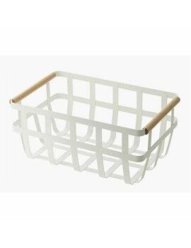 Cesta Multiusos DKD Home Decor Blanco Natural Metal Pino 36 x 22 x 15,5 cm