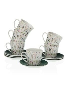 Juego de Tazas con Platos Versa Sansa Porcelana 9 x 14 x 14 cm 10,5 x 8 x 6 cm 14 x 14 x 2 cm...