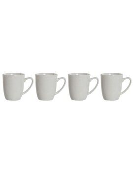 Juego de 4 Tazas Mug DKD Home Decor Blanco Porcelana 330 ml 12 x 10 x 9 cm