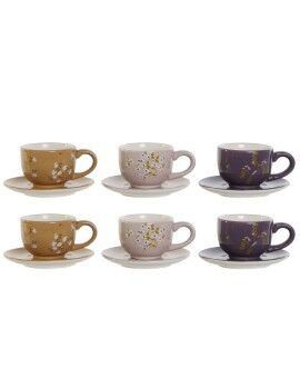 Juego de Tazas de Café DKD Home Decor Amarillo Rosa Mostaza Lila Metal Dolomita 180 ml