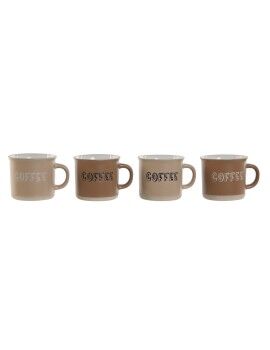 Conjunto de Chávenas de Café Home ESPRIT Castanho Grés 180 ml 4 Peças