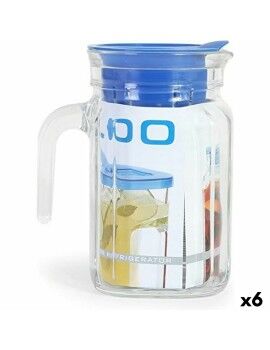 Jarra con Tapa y Dosificador Borgonovo Igloo Cuadrada Azul 600 ml (6 Unidades)