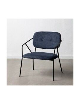 Cadeira com braços 60,5 x 56 x 75 cm Tecido Sintético Azul Metal