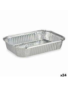 Set de Fuentes de Cocina Desechable Con Tapa Aluminio 21 x 6 x 30,5 cm (24 Unidades)