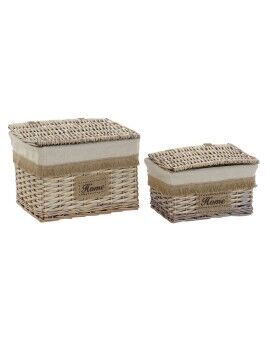 Juego de Cestas Home ESPRIT Marrón Natural 36 x 27 x 25 cm (2 Piezas)