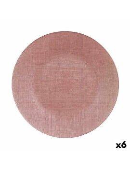 Plato Llano Rosa Vidrio (32,5 x 2 x 32,5 cm) (6 Unidades)