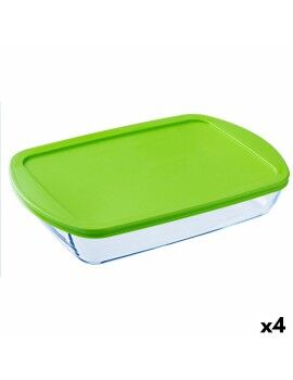 Fiambrera Rectangular con Tapa Pyrex Cook & store Transparente Silicona Vidrio (4,5 L) (4 Unidades)