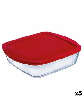 Fiambrera Cuadrada con Tapa Ô Cuisine Cook&store Ocu Rojo 2,2 L 25 x 22 x 5 cm Vidrio Silicona (5...