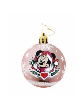 Bola de Natal Minnie Mouse Lucky 6 Unidades Cor de Rosa Plástico (Ø 8 cm)