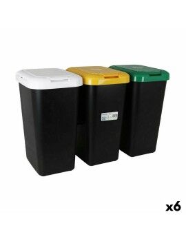 Cubo de Basura para Reciclaje Tontarelli Amarillo Blanco Verde (6 Unidades)