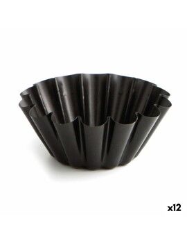 Molde para Flan Quid Sweet Grey Negro Metal Ø 14 cm (12 Unidades)