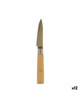 Cuchillo Pelador Plateado Marrón Acero Inoxidable Bambú 22 x 19,5 x 2 cm (12 Unidades)