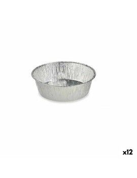 Set de Fuentes de Cocina Desechable Redondo Aluminio 25 x 8 x 25 cm (12 Unidades)