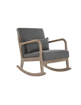 Cadeira de baloiço DKD Home Decor Natural Cinzento escuro Poliéster Madeira da borracha Sixties...