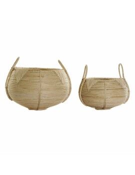 Juego de Cestas DKD Home Decor Ratán Bali (2 pcs) (25 x 25 x 22 cm) (35 x 35 x 37 cm)