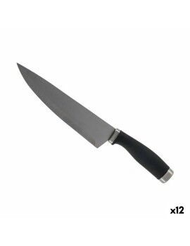 Cuchillo de Cocina 5 x 2 x 33 cm Plateado Negro Acero Inoxidable Plástico (12 Unidades)