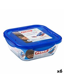 Fiambrera Hermética Pyrex Cook & go 21 x 21 x 9 cm Azul 1,9 L Vidrio (6 Unidades)