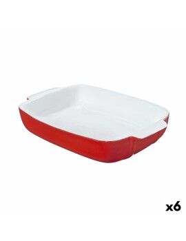 Fuente para Horno Pyrex Signature Blanco Rojo Cerámica Rectangular 29 x 19 x 7 cm (6 Unidades)